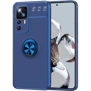 Case 4U Xiaomi Mi 12T Kılıf Autofocus Shockprof Ravel Yüzüklü Standlı Slikon Kapak Mavi