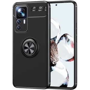 Case 4U Xiaomi Mi 12T Pro Kılıf Autofocus Shockprof Ravel Yüzüklü Standlı Slikon Kapak Siyah