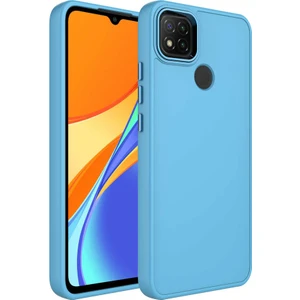 Case 4U Xiaomi Redmi 9c Kılıf Metal Çerçeve Hassas Butonlu Renkli Içi Kadife Lansman Kılıfı Luna Kapak Sierra Mavisi