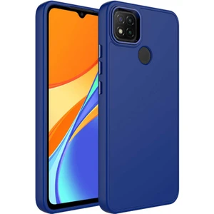 Case 4U Xiaomi Redmi 9c Kılıf Metal Çerçeve Hassas Butonlu Renkli Içi Kadife Lansman Kılıfı Luna Kapak Lacivert