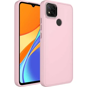 Case 4U Xiaomi Redmi 9c Kılıf Metal Çerçeve Hassas Butonlu Renkli Içi Kadife Lansman Kılıfı Luna Kapak Pembe