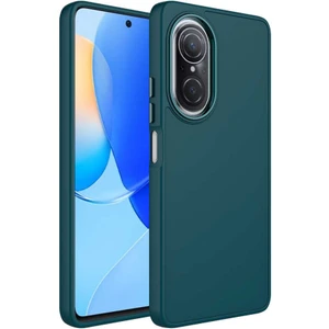 Case 4U Huawei Nova 9 SE Kılıf Metal Çerçeve ve Buton Tasarımlı İçi Kadife Silikon Luna Kapak Koyu Yeşil