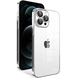 Case 4U Apple iPhone 12 Pro Kılıf Kamera Korumalı Renkli Çerçeveli Garaj Kapak Gümüş