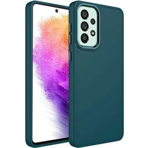 Case 4U A32 4g Uyumlu Kılıf Metal Çerçeve Hassas Butonlu Renkli Içi Kadife Lansman Kılıfı Luna Kapak Koyu Yeşil