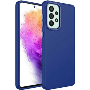 Case 4U A53 5g Uyumlu Kılıf Metal Çerçeve Hassas Butonlu Renkli Içi Kadife Lansman Kılıfı Luna Kapak Lacivert