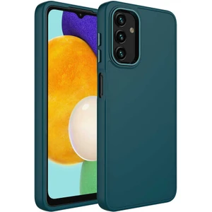 Case 4U Samsung Galaxy A13 4g Uyumlu Kılıf Metal Çerçeve Hassas Butonlu Renkli Içi Kadife Lansman Kılıfı Luna Kapak Koyu Yeşil