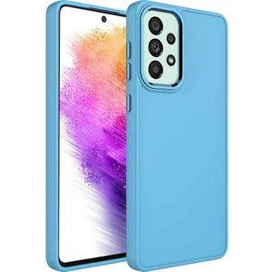 Case 4U A32 4g Uyumlu Kılıf Metal Çerçeve Hassas Butonlu Renkli Içi Kadife Lansman Kılıfı Luna Kapak Sierra Mavisi