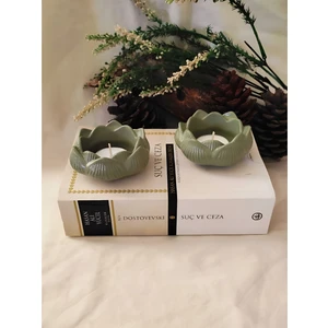E.m.s Lotus Mumluk Mint Yeşil Renk Dekoratif Mumluk Tealight Mumluk 2 Adet