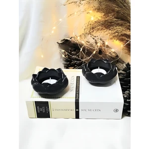 E.m.s Lotus Mumluk Siyah Renk Dekoratif Mumluk Tealight Mumluk 2 Adet