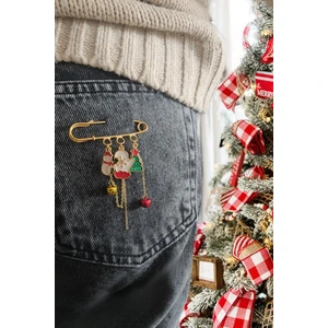 New Obsessions Yılbaşı Charm Figürlü Iskoç Iğne Yaka Iğnesi