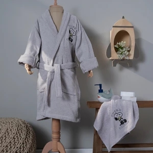 By Karaca Home Cute&cuddly Gri Nakışlı Çocuk Bornoz 6-8 Yaş