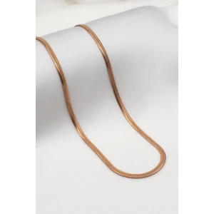 Yassı Yılan Italyan Zincir Paslanmaz Çelik Kolye Rose Renk -3mm