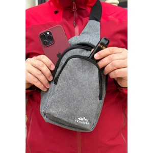 Burgos Unisex 3 Bölmeli Su Geçirmez Çapraz Askılı Bel Omuz Çanta Göğüs Günlük Bodybag M1 Gri