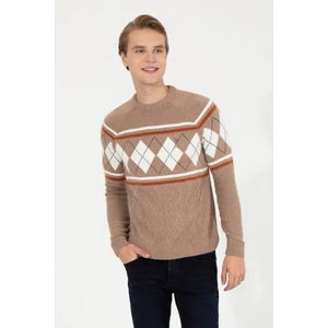 U.S. Polo Assn. Erkek Camel Melanj Triko Kazak 50256673-VR122