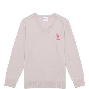 U.S. Polo Assn. Kız Çocuk Krem Triko Kazak 50255540-VR071