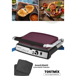 Tostmix Mürdüm Paslanmaz Çelik 2000 Watt Granit Çıkarılabilir Plakalı Tost ve Izgara Makinesi