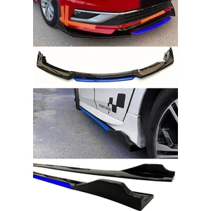 Omg Oto Hyundai Getz 2002-2011 Mavi Şeritli Ön Lip ve Yan Marşpiyel Seti Mavi