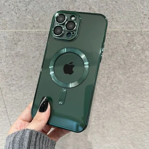 M.TK Moveteck iPhone 12 Pro Max Kılıf Kamera Lens Üstü Korumalı Manyetik Magsafe Derin Mor Şarj Case