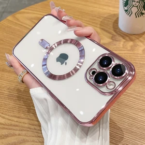 M.TK Moveteck iPhone 12 Pro Max Kılıf Kamera Lens Üstü Korumalı Manyetik Magsafe Derin Mor Şarj Case