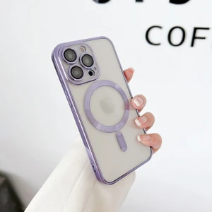 M.TK Moveteck iPhone 11 Pro Max Kılıf Kamera Lens Üstü Korumalı Manyetik Magsafe Derin Mor Şarj Case