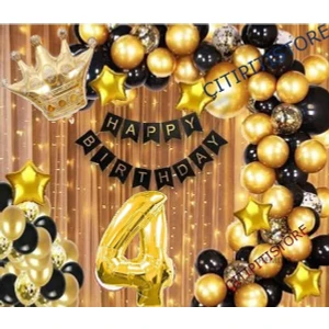 Çıtı Pıtı Store Kral Taçlı 4 Yaş Balon Zinciri Doğum Günü Seti