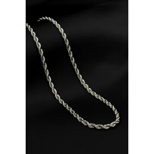 Burgu Halat Model Zincir Paslanmaz Çelik Kolye Gümüş Renk - 4mm