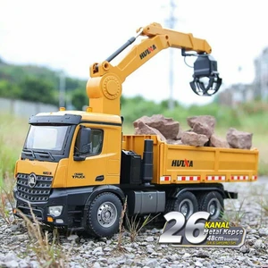 Huına 1/14 Yüksek Kalite 26 Kanal Rc Model Tutma Kollu Kepçeli Damperli Kamyon Uzaktan Kumandali Çok Fonksiyonlu Iş Makinası - 2.4g Sesli & Işıklı - 1575 -