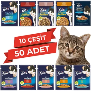Süper Karışık Özel Paket - Yetişkin Yaş Kedi Maması - 10 Çeşit 50 Adet