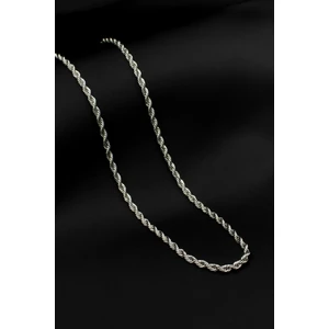 Burgu Halat Model Zincir Paslanmaz Çelik Kolye Gümüş Renk - 3mm