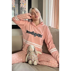 Pijama Evi Somon Bonjour Street Desenli Yumoş Örme Pijama Takımı