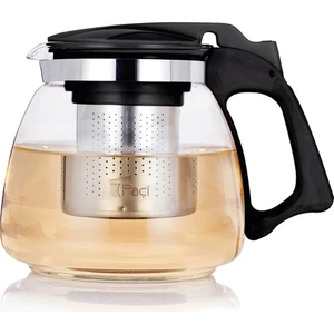 1. Kalite Isıya Dayanıklı Süzgeçli Borosilikat Cam Demlik Ketil Üstü Cam Demlik 1500 ml Siyah