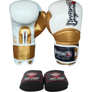 Carbon Boks Eldiveni Muay Thai, Kick Boks Eldiveni ve Bat 2000 Bandaj 2'li Set