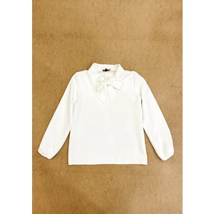 Küçüğüm Butik Önden Bağlamalı Beyaz Krep Bluz