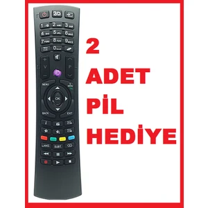 Ata Elektronik Vestel RC4822 RCA4890 40PF7120 22VH3005 40UA8900 43FA8500  24HD5500 40FA5050 4K Smart LED Tv Kumanda Mor Tuş Büyük  + 2 Pil