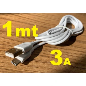 Ata Elektronik 1 Metre Huawei Xiaomi Samsung Htc iPhone Uyumlu 1mt 3 Amper Hızlı Fast Type C Type-C USB Data Şarj Şarz Kablo
