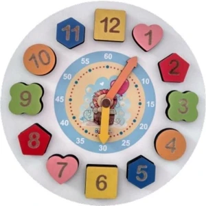 Woody Life Woodylife Ahşap Saat Öğren Geometrik Şekiller Bul Tak Puzzle
