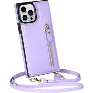 Xstep Case Xstepcase iPhone 14 Pro Max Için Cüzdan Telefon Kılıfı Fermuarlı Koruma / Omuz Kayışı ile Tpu Pu Deri Koruyucu Kapak (Yurt Dışından)