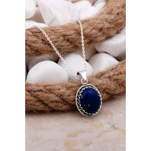 Sümer Telkari Lapis Lazuli Telkari Işlemeli Gümüş Kolye 7811