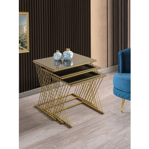 Mobi Evim Vienna Gold Metal Ayaklı, Bronz Aynalı Zigon Sehpa