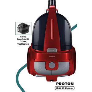 Proton Çift Hepa Filtreli 3lt Geniş Hazneli Hız Ayarlı Cyclonic Toz Torbasız Elektrikli Süpürge