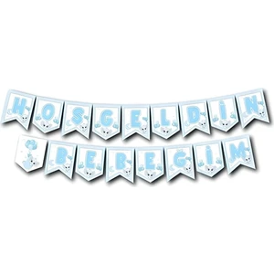 Çıtı Pıtı Store Zikzak Banner Hoş Geldin Bebeğim Mavi Fil