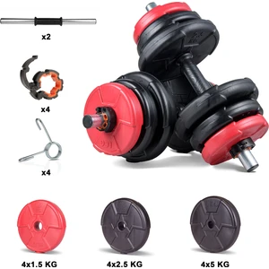 36 kg Dambıl Seti Kırmızı Siyah