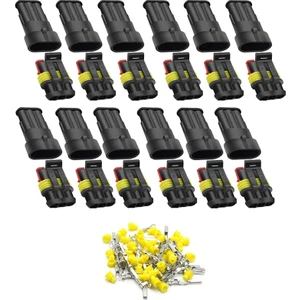 3 Pin Yollu Araba Su Geçirmez Elektrik Konnektörü, Fiş Otomotiv 1.5 mm. Serisi Araba İçin Terminal Konnektörleri, (12'li Paket) (Yurt Dışından)