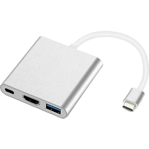 USB C - HDMI Adaptörü, 3'ü 1 Arada Çok Bağlantı Noktalı USB Tip C - 4K Hdmı, Usb3.0 ve USB C Güç Dağıtım Bağlantı Noktası Dönüştürücü Uyumlu (Yurt Dışından)