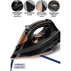 Powerjett 2200 Watt Nano Seramik Tabanlı Geniş Su Tanklı 160 gr Etkili Şok Buharlı Ütü