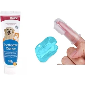 Portakal Aromalı Kedi ve Köpek Diş Macunu 100 gr + Parmak Diş Fırçası