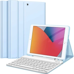 Novstap Apple iPad 7 8 9 Nesil 10.2 Inç ile Uyumlu Bluetooth Klavyeli Kılıf Standlı Kalem Hazneli