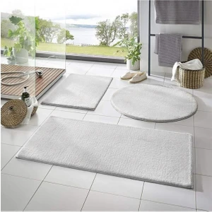 Enva Home Post Peluş Banyo Paspas 3'lü Set, Kaymaz Taban Makina Da Yıkanılabilir Uzun Tüylü