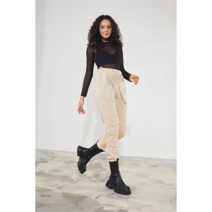 Kadın Basic 3 Iplik Şardonlu Paçası Lastikli Kalın Jogger Eşofman Altı
