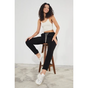 Kadın Basic 3 Iplik Şardonlu Paçası Lastikli Kalın Jogger Eşofman Altı